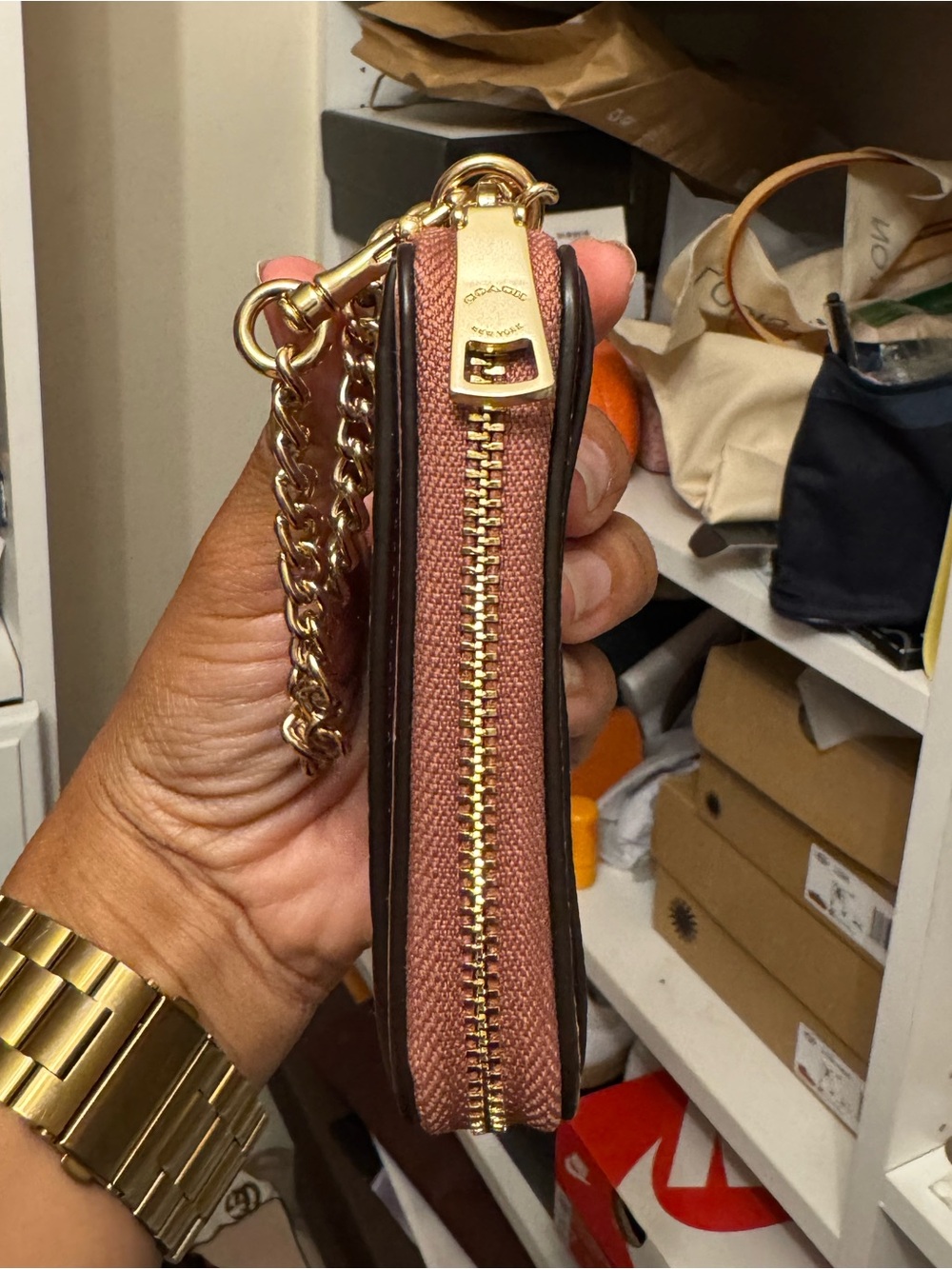 Coach Pink Pebbled Leather Satchel with Coin Pouch - Gold Hardware - Picture 11 of 13